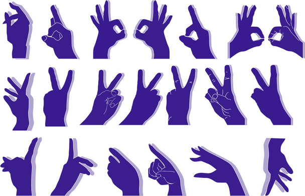 kuva joukko kädet eristetty valkoisella taustalla - Vektori, kuva