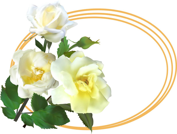 ілюстрація зі світлою трояндою в рамці ізольована на білому тлі
 - Вектор, зображення