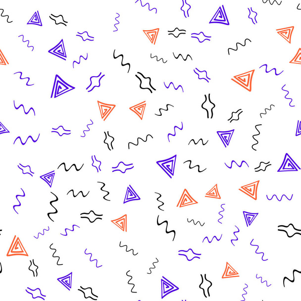 Seamless Memphis-style pattern hand-drawn on a white background. Abstract vector pattern. Color graphic elements. Retro vintage 80s fashion style. For interior design, packaging, and decoration.. - Vecteur, image