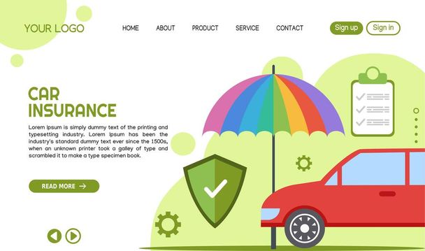 vector of car insurance landing page template design - Vector, Image
