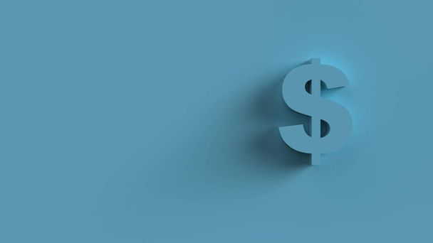 Sinal de Dólar azul Isolado com fundo ciano. 3d renderizar ilustração isolada, negócios, gestão, risco, dinheiro, dinheiro, crescimento, bancário, banco, finanças, símbolo. - Foto, Imagem