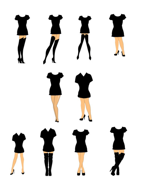 Women in t shirts and heels set - Vektor, Bild
