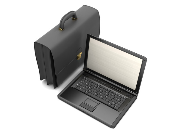 Business symbols - laptop and briefcase - Фото, зображення