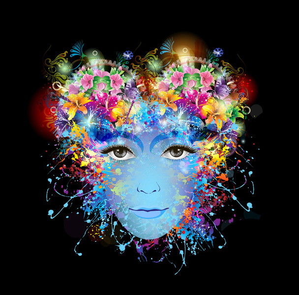 πρόσωπο γυναίκας φωτεινά χρώματα - Διάνυσμα, εικόνα