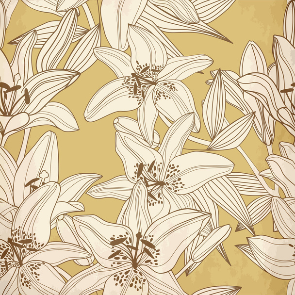 Vector background with decorative lily flowers silhouettes . - Vektor, Bild