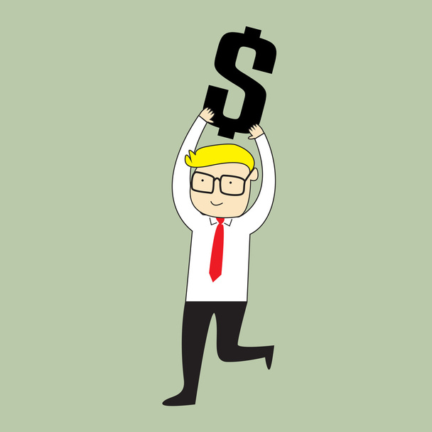 επιχειρηματίας που κρατάει πινακίδα χρήματα - Διάνυσμα, εικόνα