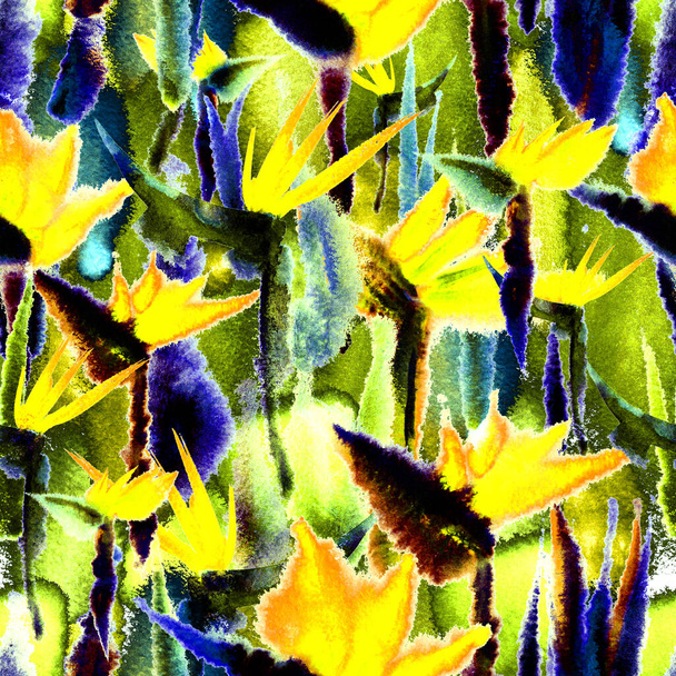 exotic jungle tropical seamless pattern endless repeat dark shadow print tie dye textile fabric - Valokuva, kuva