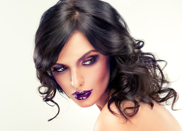 Model with purple makeup - Foto, Imagen