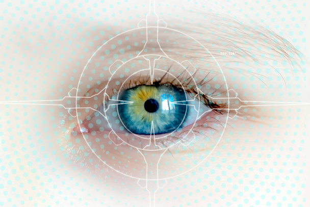 Makro źrenica siatkówki człowieka colse oko zdjęcie - Grsel - Zdjęcie, obraz