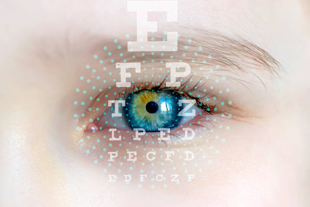Makro pupilli verkkokalvo ihmisen kylmän silmän kuva - Grsel - Valokuva, kuva