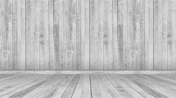 gray wall and floor wood background - Photo, Image