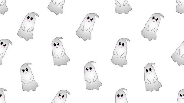 Ghost seamless cartoon on white background, illustration concept - Фото, изображение