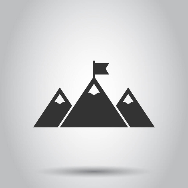Missione campione icona in stile piatto. Illustrazione vettoriale di montagna su sfondo bianco isolato. Leadership concetto di business. - Vettoriali, immagini