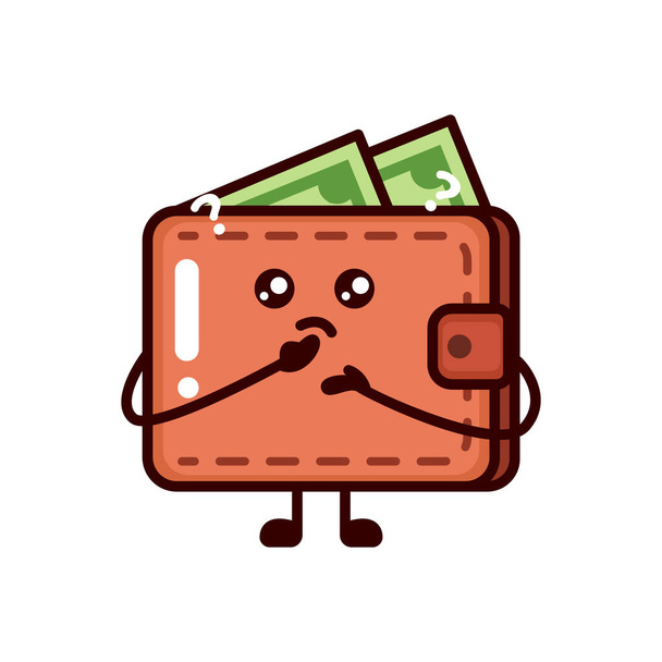 Χαριτωμένο πορτοφόλι με χρήματα απεικόνιση σχεδιασμό μασκότ - Διάνυσμα, εικόνα