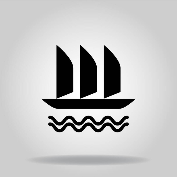 Λογότυπο ή σύμβολο του εικονιδίου ιστιοπλοϊκού σκάφους με μαύρο στυλ πλήρωσης - Διάνυσμα, εικόνα
