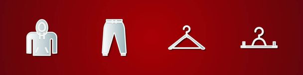 Set Hoodie, Sport pants, Hanger wardrobe and  icon. Vector. - Vector, Image