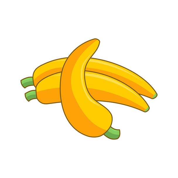 Rajzfilm banán. Banánhéj, sárga gyümölcs és egy csomó banán. Trópusi gyümölcsök, banán snack vagy vegetáriánus táplálkozás. Elszigetelt vektoros illusztrációs ikonok készlete  - Vektor, kép
