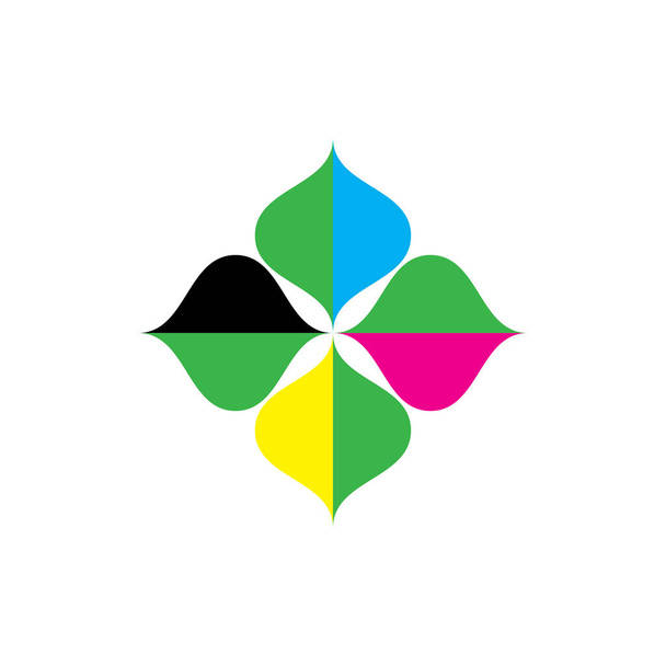 Fleur avec vecteur de conception de logo couleur CMJN - Vecteur, image