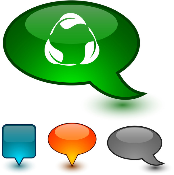 Recycle speech comic icons. - Vector, Imagen