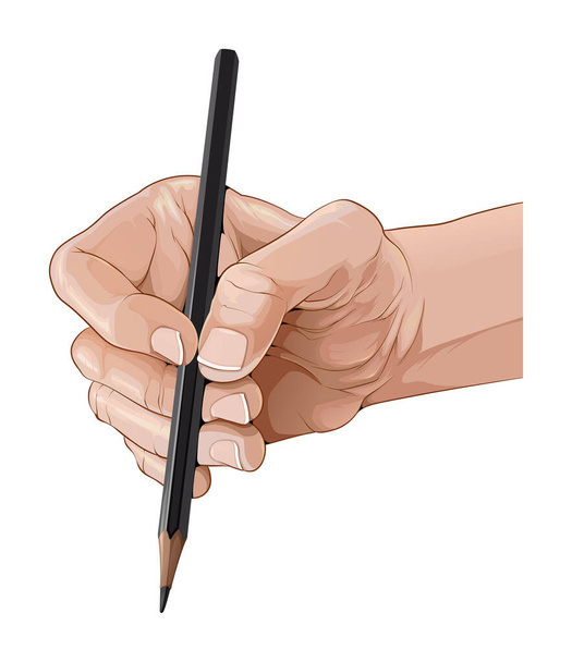 Izolovaná ruka držící tužku. Vektorová ilustrace - Vektor, obrázek