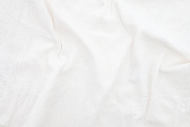 Kangas tausta Valkoinen pellava kangas rypistynyt luonnon puuvillakangas Luonnollinen käsintehty pellava ylhäältä näkymä tausta Orgaaniset Eco tekstiilit Valkoinen Kangas rakenne - Valokuva, kuva