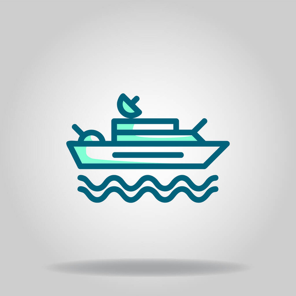 Logo oder Symbol des Kriegsschiffsymbols mit zweifarbiger blauer Farbe - Vektor, Bild