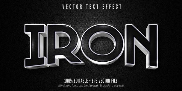 Texto de hierro, efecto de texto editable estilo plata metálica - Vector, imagen