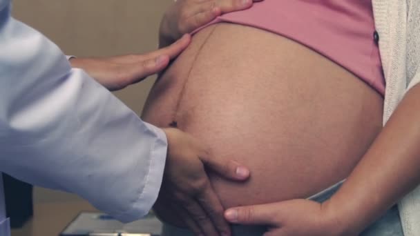 Έγκυος γυναίκα και γυναικολόγος γιατρός στο νοσοκομείο - Πλάνα, βίντεο