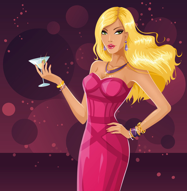 Blonde in a nightclub - Vector, Image