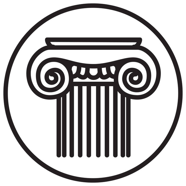 Het oude Griekenland. Grafische afbeelding van een antieke zuil. Vectorsjabloon voor logo. - Vector, afbeelding