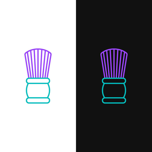 Line Shaving brush icon isolated on white and black background. Barbershop symbol. Colorful outline concept. Vector. - Vector, Image