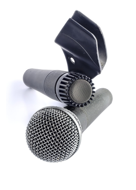 Due microfoni isolati su sfondo bianco - Foto, immagini