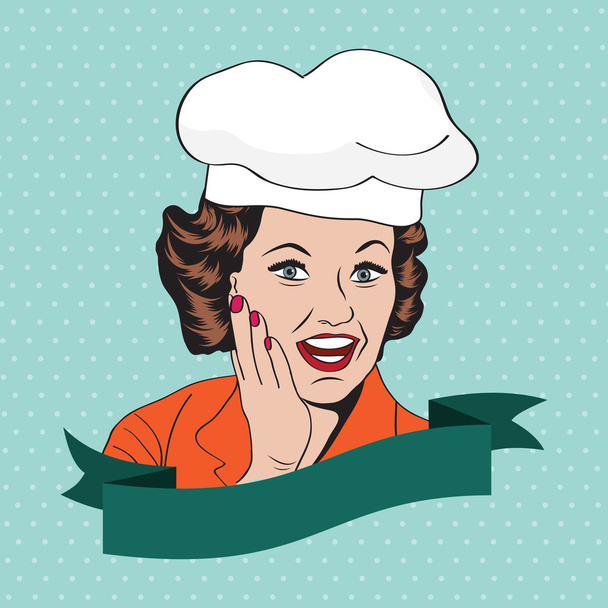 Lady Chef, retro illustration - Vector, Image