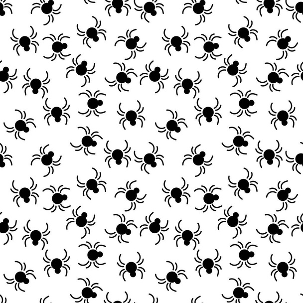 Seamless pattern with small spiders on white background. Halloween. For fabric, wrapping paper, Wallpaper and more. - Διάνυσμα, εικόνα