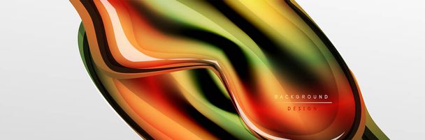 Vector abstract background, flowing liquid style bubble with metallic, color quicksilver chrome texture and color glow effects - Vector, Image