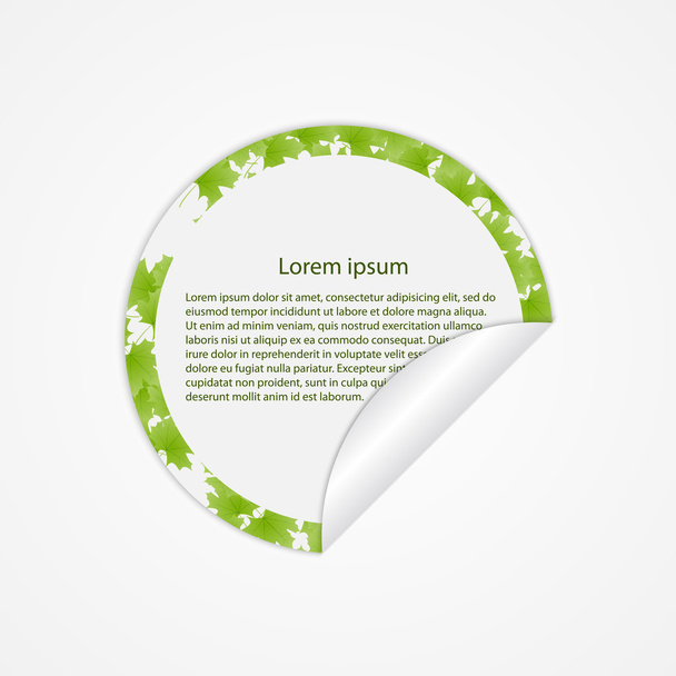 vector ronde sticker met groene bladeren - Vector, afbeelding