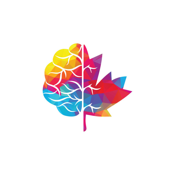 Cervello creativo e disegno del logo foglia d'acero. Canada business sign. - Vettoriali, immagini