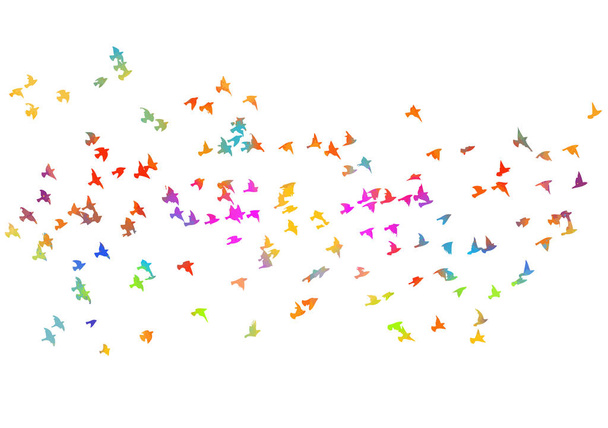 Vogel Aquarell. Ein Schwarm bunter Vögel. Gemischte Medien. Vektorillustration - Vektor, Bild
