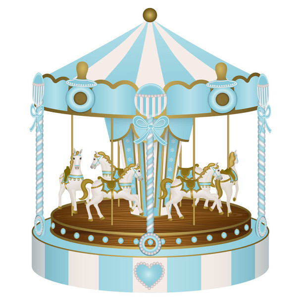 Baby shower carousel for baby boy - Vector, Image