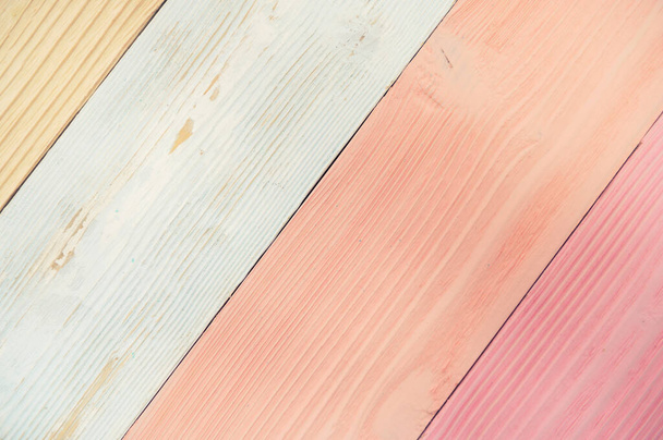 Multicolor wood plank pastel color floor background texture. Material and wallpaper concept. - Photo, Image