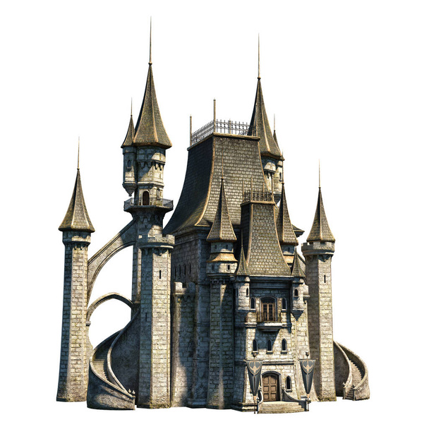 Castle Academy Fantasie-Architektur, 3D-Illustration, 3D-Rendering - Foto, Bild