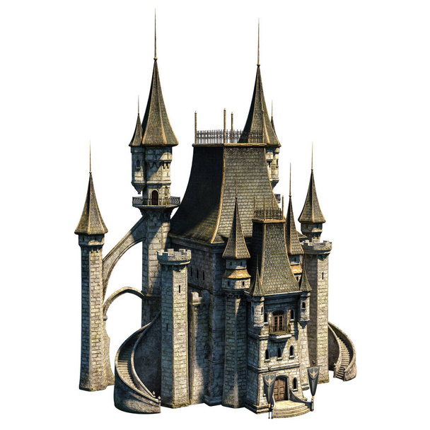 Архитектура замка, 3D-иллюстрация, 3D-рендеринг - Фото, изображение