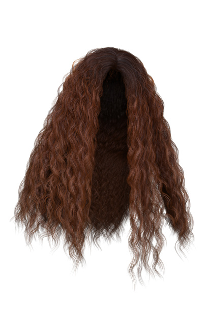 Длинные вьющиеся волосы на изолированном фоне, 3D рендеринг, 3D иллюстрация - Фото, изображение
