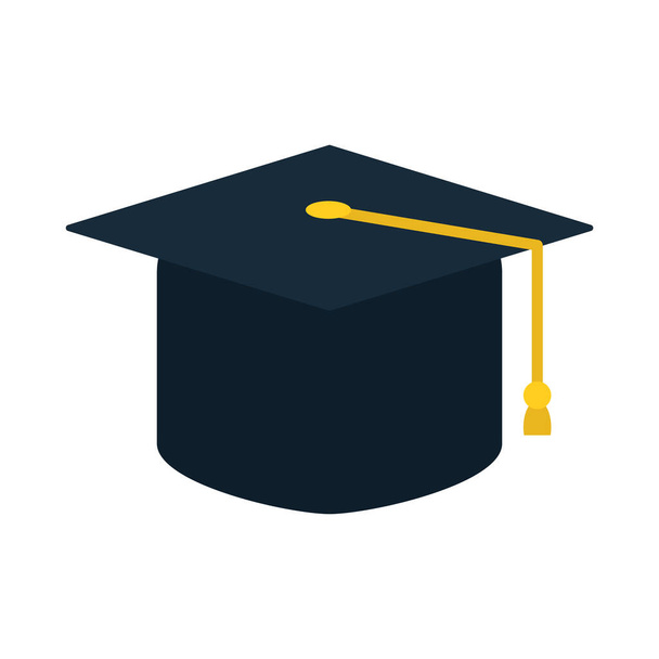graduation cap icon, flat style - Vector, Image