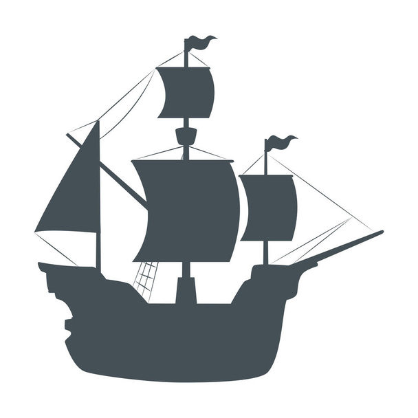 Ізольований силует корабля Векторний дизайн
 - Вектор, зображення