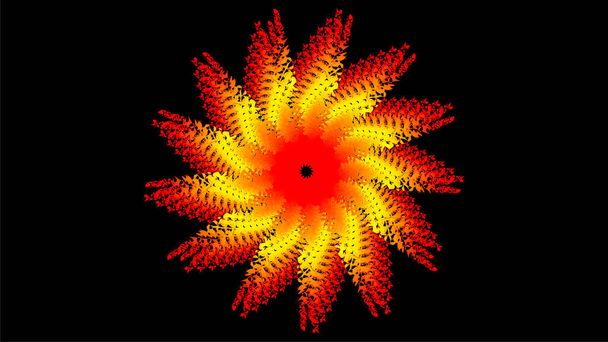 fractal vorm vector ornament, brandende ster explosie ornament. ster ornamenten - Vector, afbeelding