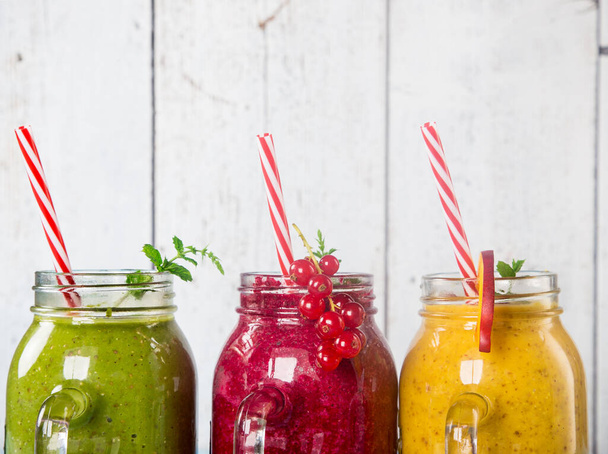 Healthy fresh smoothies with ingredients. - Fotoğraf, Görsel