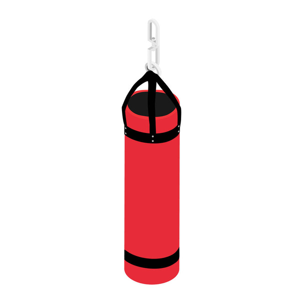 Κόκκινη τσάντα πυγμαχίας ισομετρική θέα. Τσάντα punching raster, τσάντα πυγμαχίας απομονωμένη σε λευκό φόντο - Φωτογραφία, εικόνα