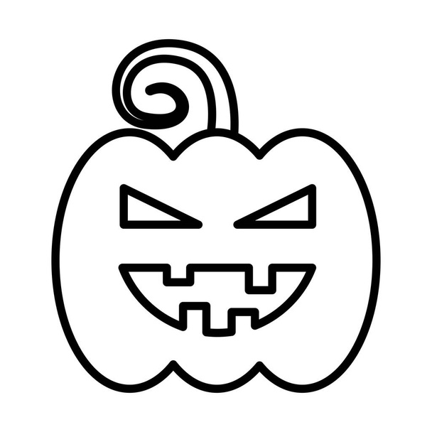 Halloween sütőtök rajzfilm vonal stílus ikon vektor tervezés - Vektor, kép