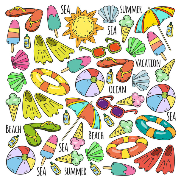 Summer, travel. Sea, ocean, beach. Vector pattern. - Vector, imagen